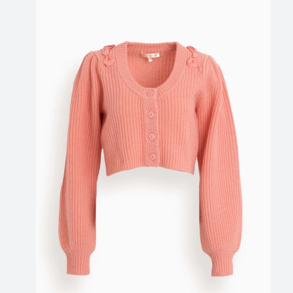 NWT LOVESHACKFANCY Branton Cropped Cardigan in Rosebud - Picture 7 of 14